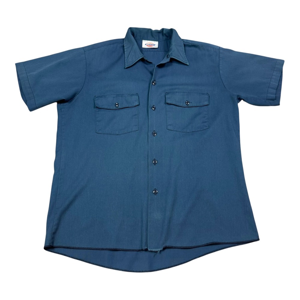 Vintage 80s 90s Dickies Blue Casual Button Down Shirt Men's Large
